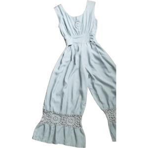 80's Light Blue Crochet Cotton Jumpsuit
